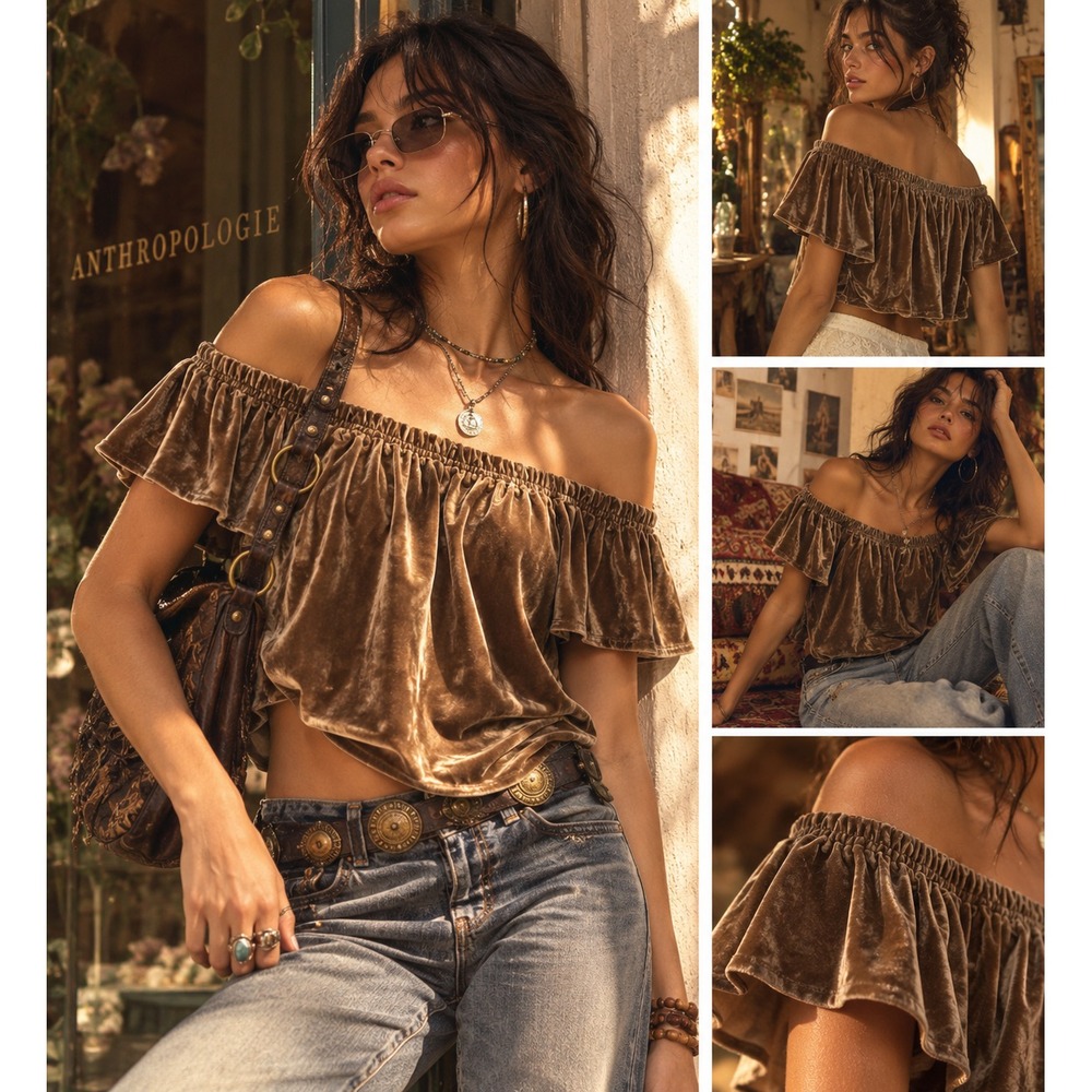Anthropologie Sunday In Brooklyn Women's XS Off Shoulder Flutter Sleeve Blouse
